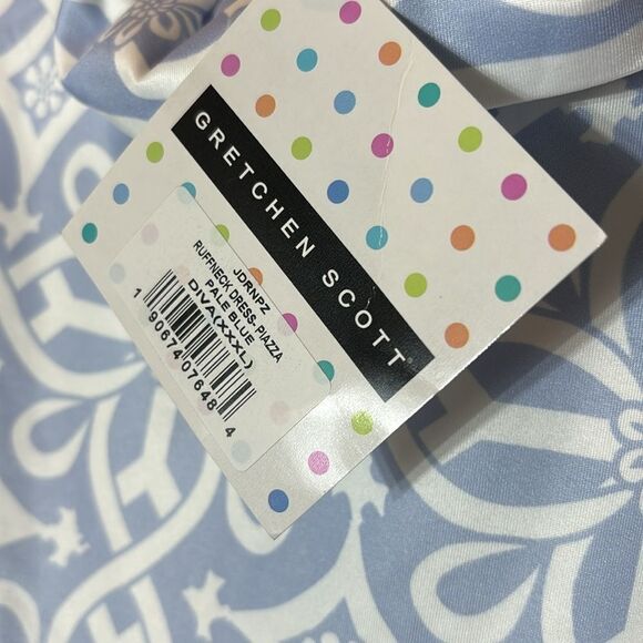 Gretchen Scott ruffle neck dress pale blue piazza diva xxxl nwt old money - Picture 5 of 7